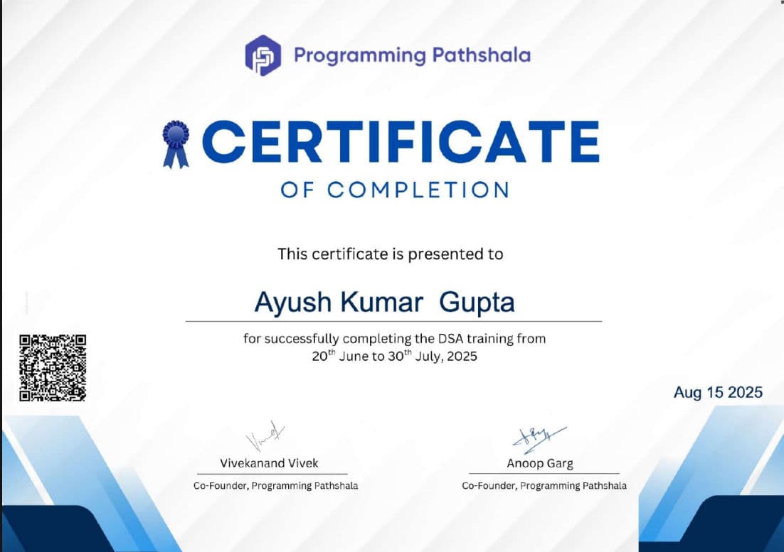 Data Structures & Algorithms - Programming Pathshala